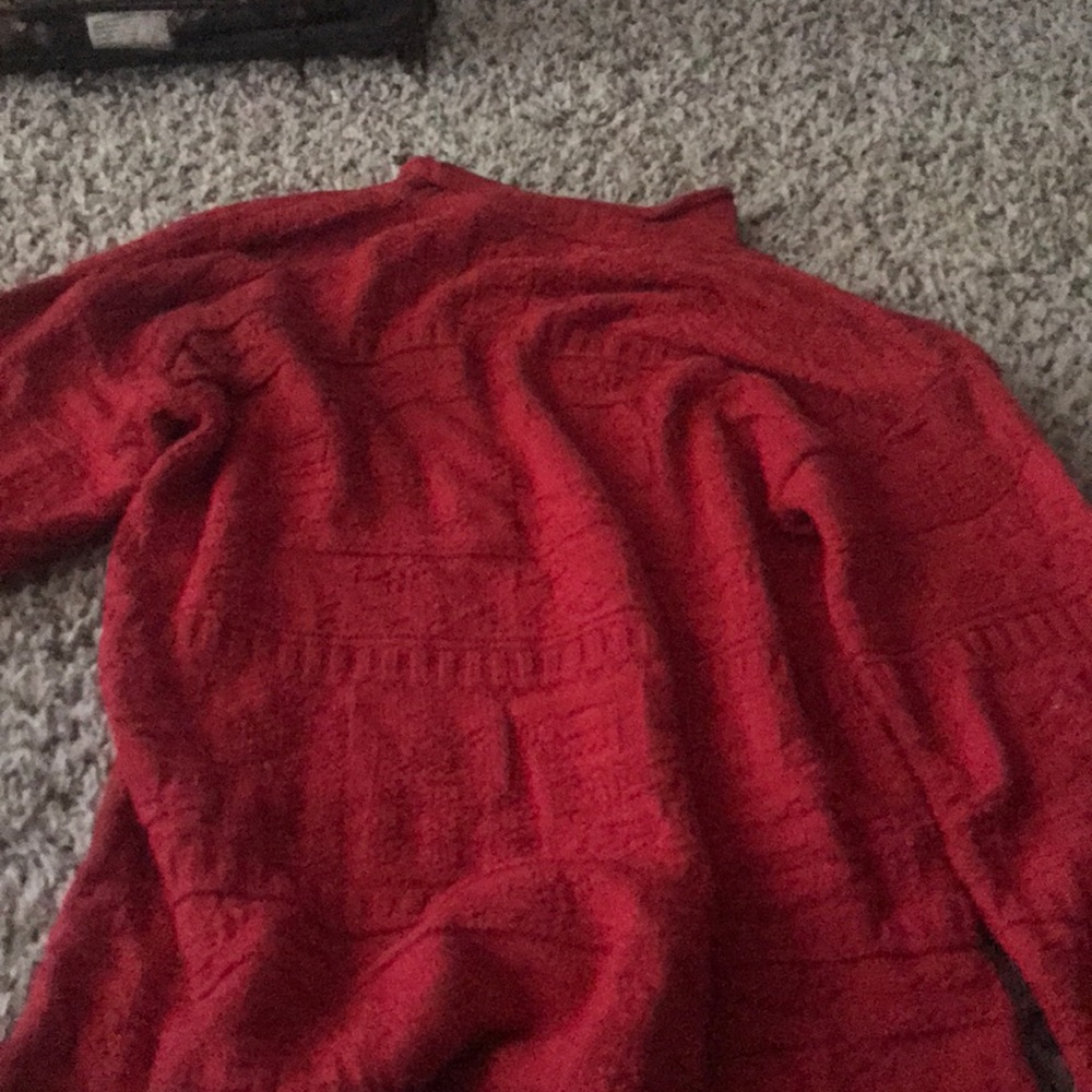 Red turtle neck sweater